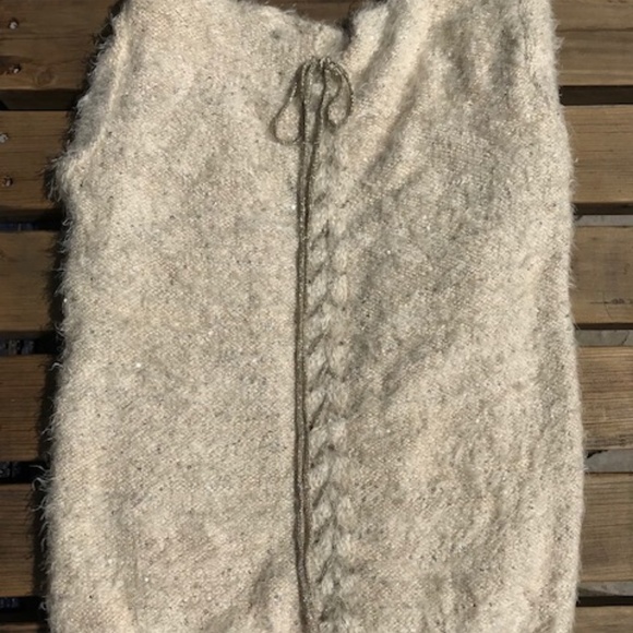 NUAGE, Cream Sequin Fuzzy Sweater, size Large - Picture 2 of 6